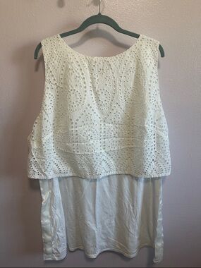 Upcycle Project Piece- White Eyelet Layered Sleeveless Top